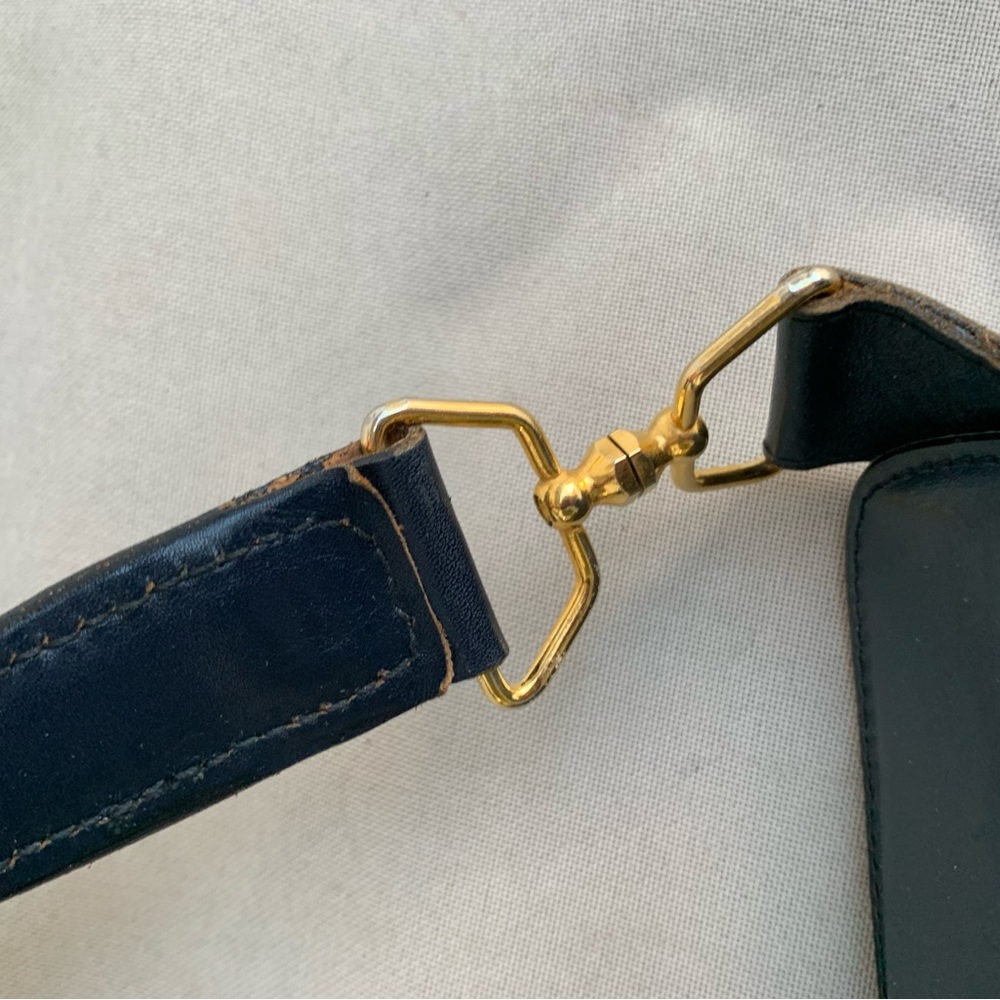 Vintage Made In Italy Dark Blue Leather Handbag bag purse Lazarus Exclusive - Picture 12 of 17